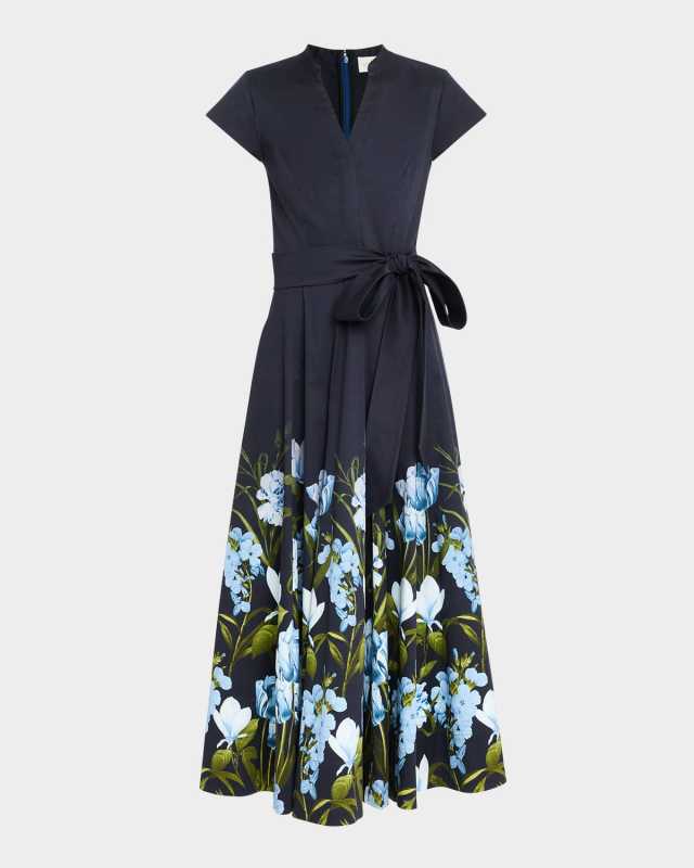 Gannika Belted Floral-Print Midi Dress